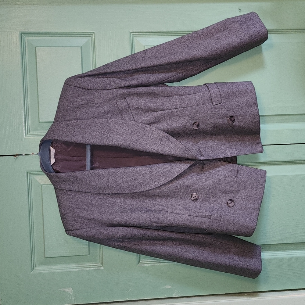 Gilmor Gray Fitted Wool blend double breasted Jacket 9/10 EUC